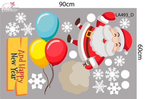 Combo Decal Trang Trí Noel Người Tuyết Và Những Ông Già Noel Vui Nhộn