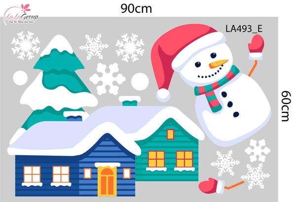 Combo Decal Trang Trí Noel Người Tuyết Và Những Ông Già Noel Vui Nhộn