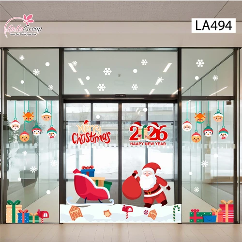 Combo Decal Trang Trí Noel Ông Già Noel Và Những Phần Quà Xinh Xắn