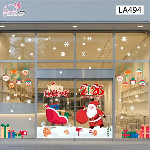 Combo Decal Trang Trí Noel Ông Già Noel Và Những Phần Quà Xinh Xắn