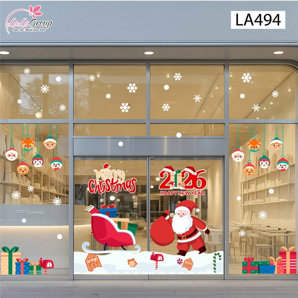 Combo Decal Trang Trí Noel Ông Già Noel Và Những Phần Quà Xinh Xắn