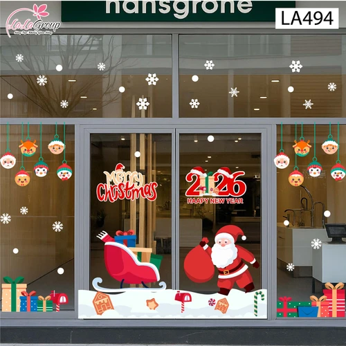 Combo Decal Trang Trí Noel Ông Già Noel Và Những Phần Quà Xinh Xắn