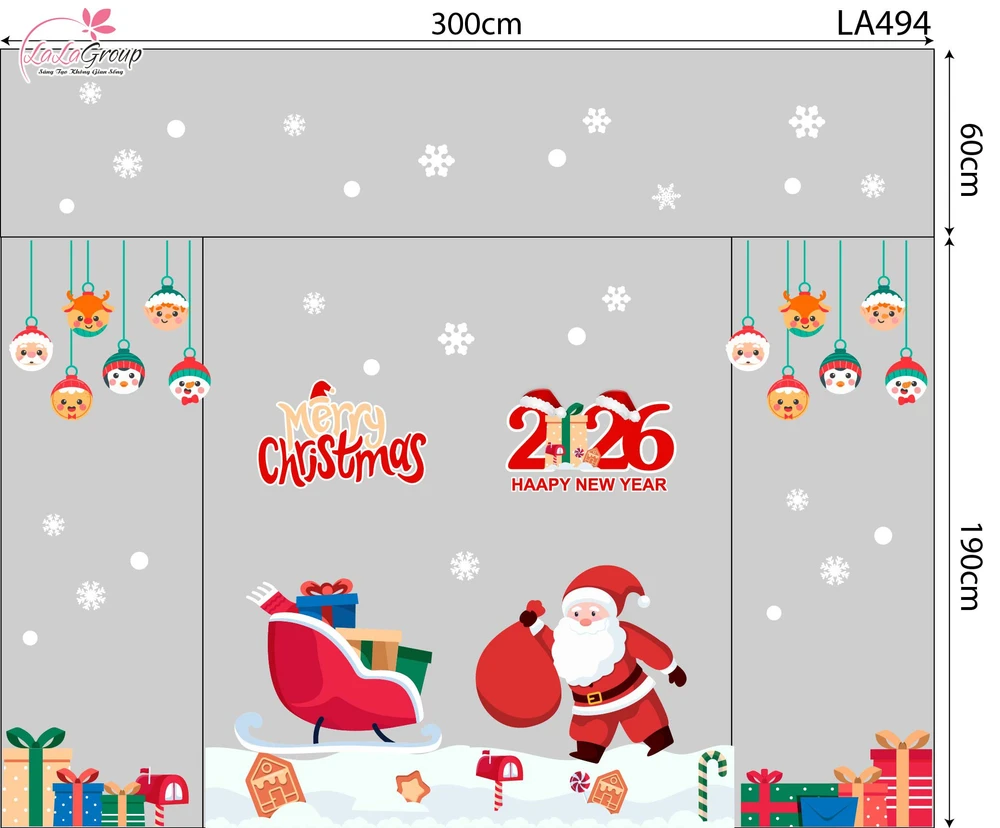 Combo Decal Trang Trí Noel Ông Già Noel Và Những Phần Quà Xinh Xắn