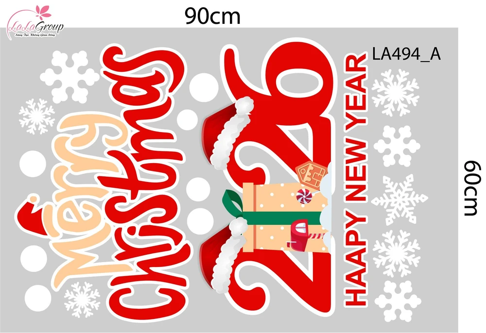 Combo Decal Trang Trí Noel Ông Già Noel Và Những Phần Quà Xinh Xắn