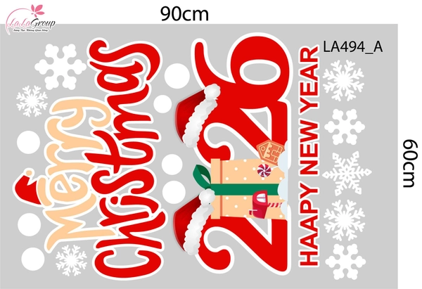 Combo Decal Trang Trí Noel Ông Già Noel Và Những Phần Quà Xinh Xắn