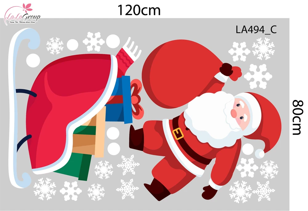 Combo Decal Trang Trí Noel Ông Già Noel Và Những Phần Quà Xinh Xắn