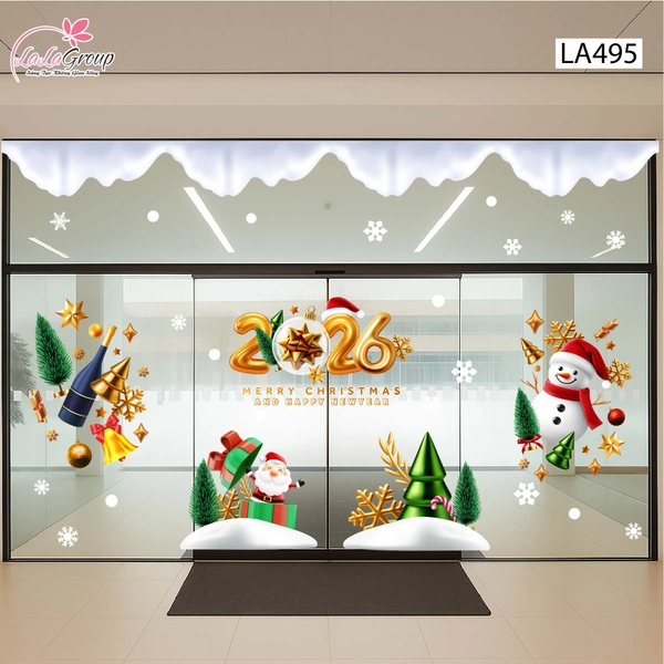 Combo Decal Trang Trí Noel Ông Già Noel Vui Nhộn Và Người Tuyết Vui Đón Giáng Sinh