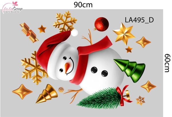 Combo Decal Trang Trí Noel Ông Già Noel Vui Nhộn Và Người Tuyết Vui Đón Giáng Sinh