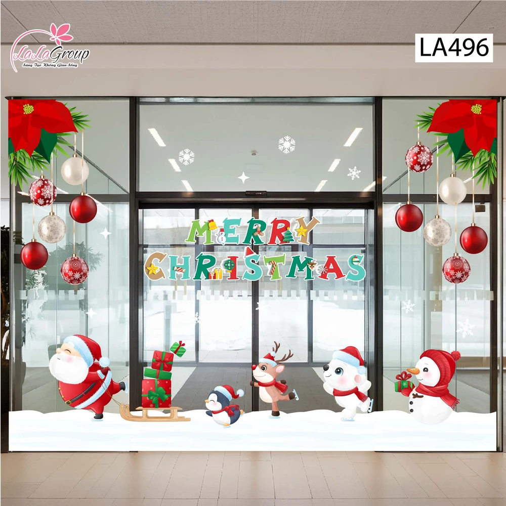 Combo Decal Trang Trí Noel Ông Già Noel Và Những Người Bạn Vui Đón Giáng Sinh