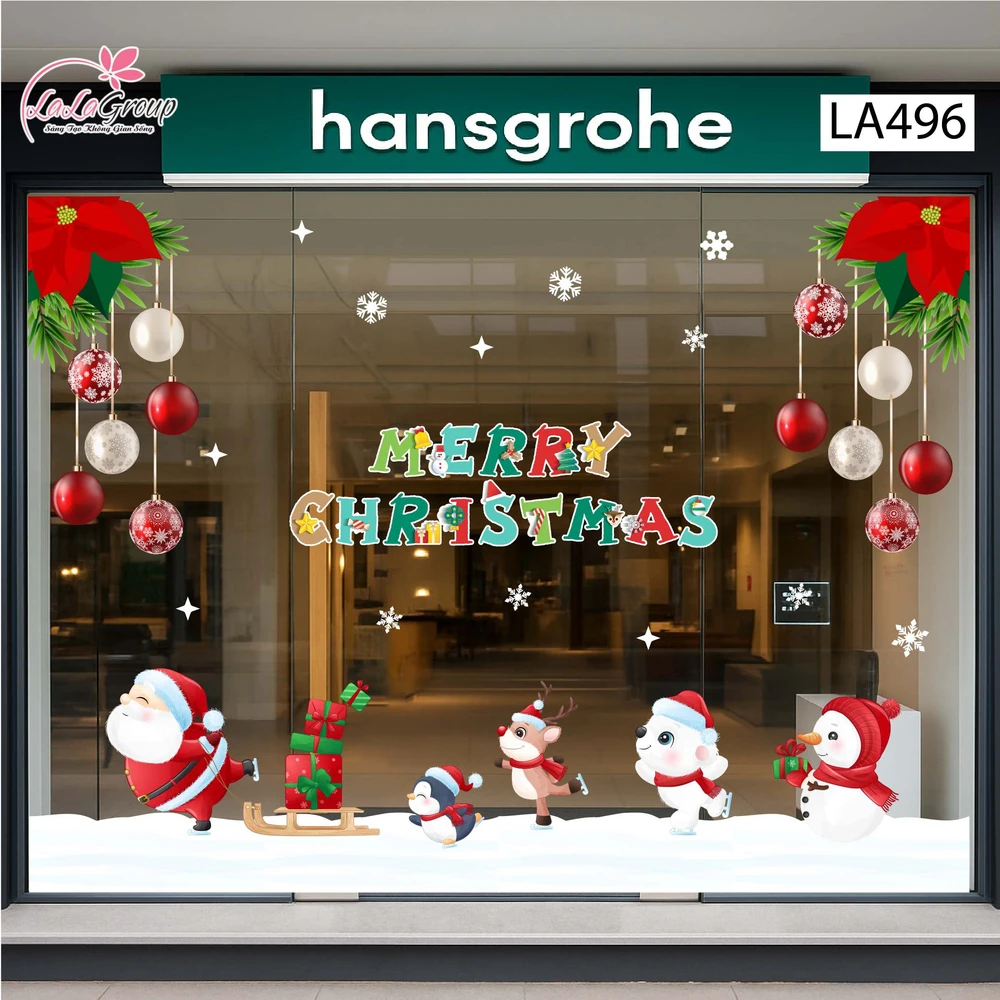 Combo Decal Trang Trí Noel Ông Già Noel Và Những Người Bạn Vui Đón Giáng Sinh