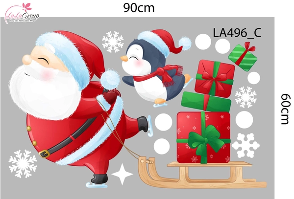 Combo Decal Trang Trí Noel Ông Già Noel Và Những Người Bạn Vui Đón Giáng Sinh