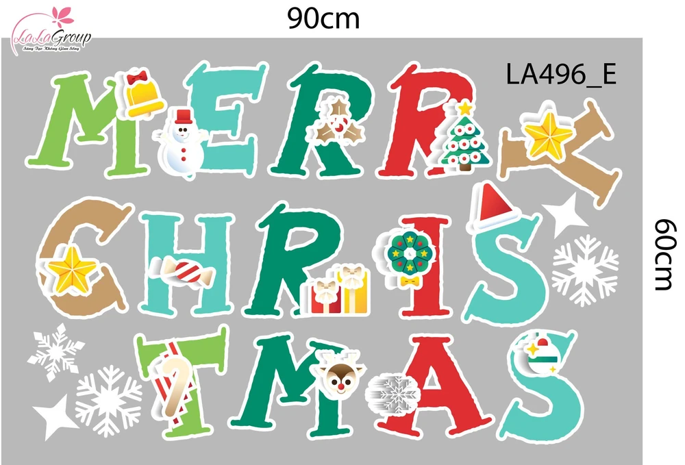 Combo Decal Trang Trí Noel Ông Già Noel Và Những Người Bạn Vui Đón Giáng Sinh