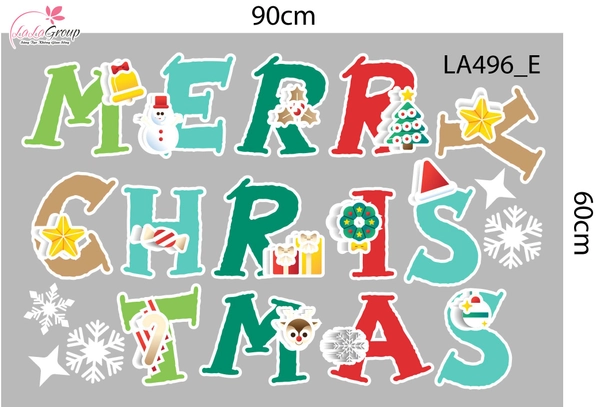 Combo Decal Trang Trí Noel Ông Già Noel Và Những Người Bạn Vui Đón Giáng Sinh