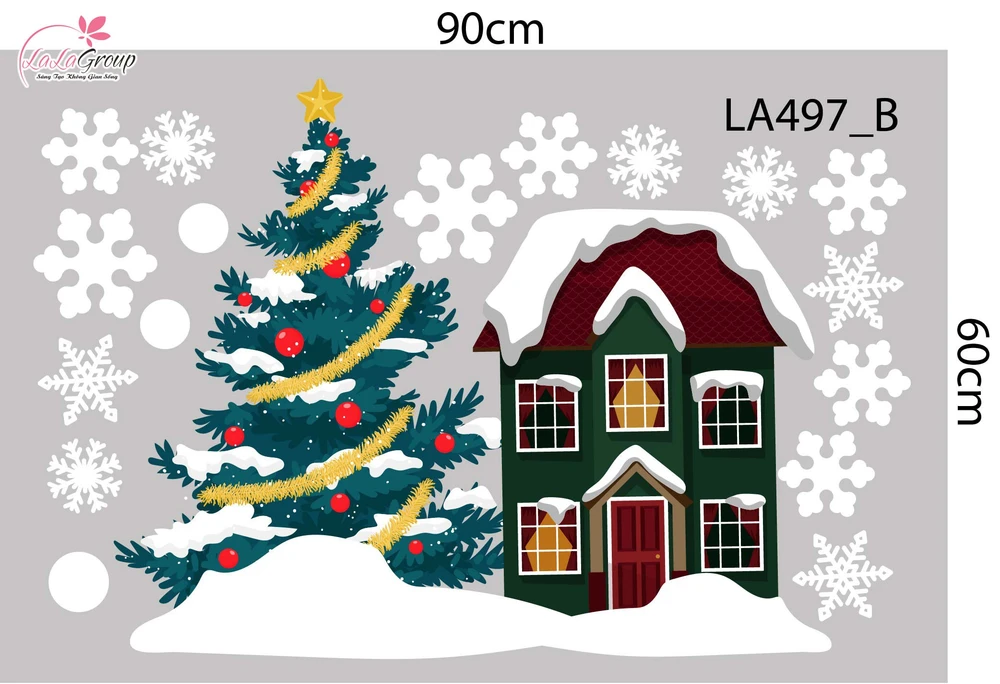 Combo Decal Trang Trí Noel Ông Già Noel Và Những Người Bạn Phát Quà