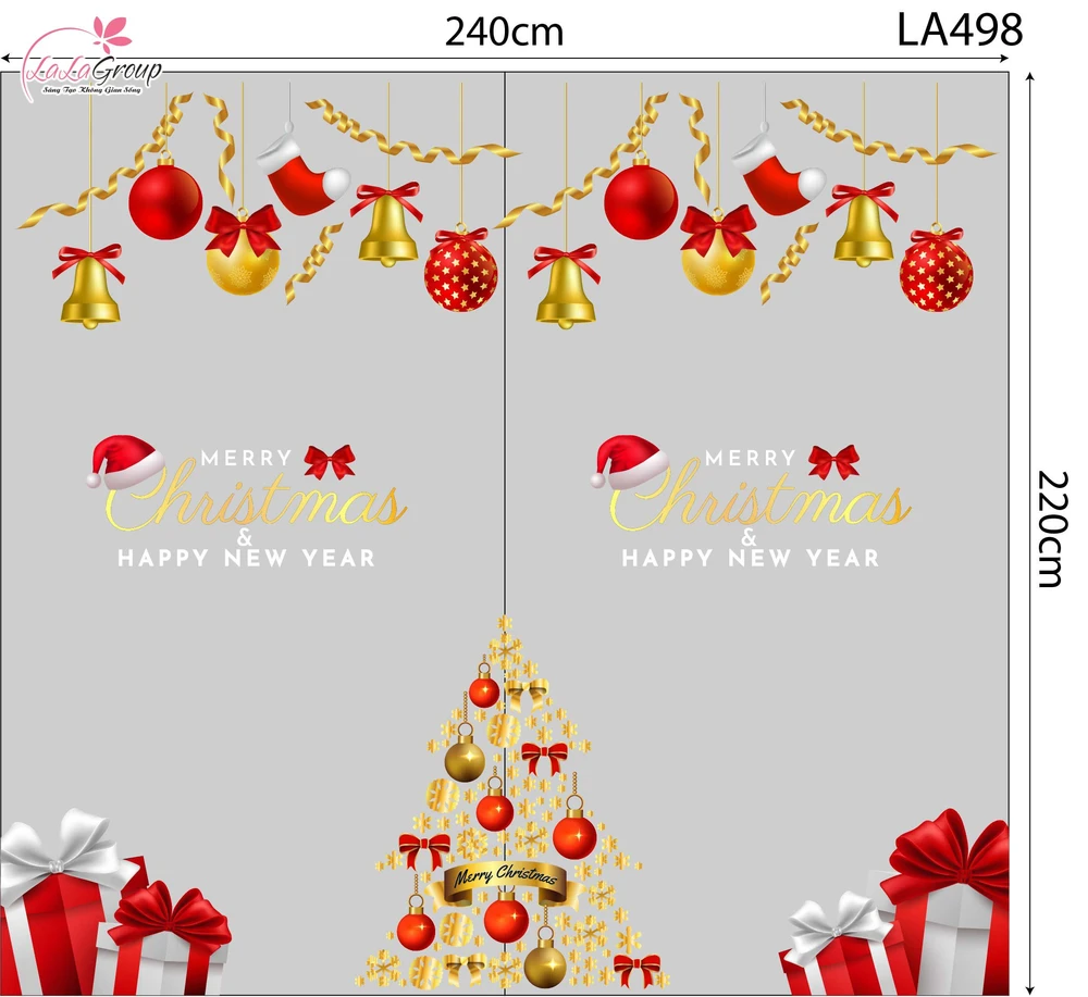 Combo Decal Trang Trí Noel Cây Thông Vàng Và Những Hộp Quà Xinh Xắn