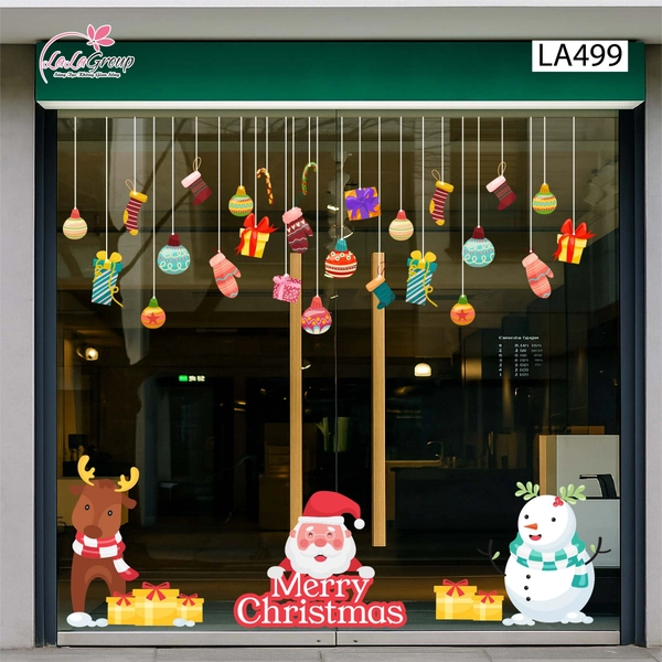 Combo Decal Trang Trí Noel Ông Già Noel Và Tuần Lộc Vui Vẻ