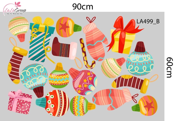 Combo Decal Trang Trí Noel Ông Già Noel Và Tuần Lộc Vui Vẻ