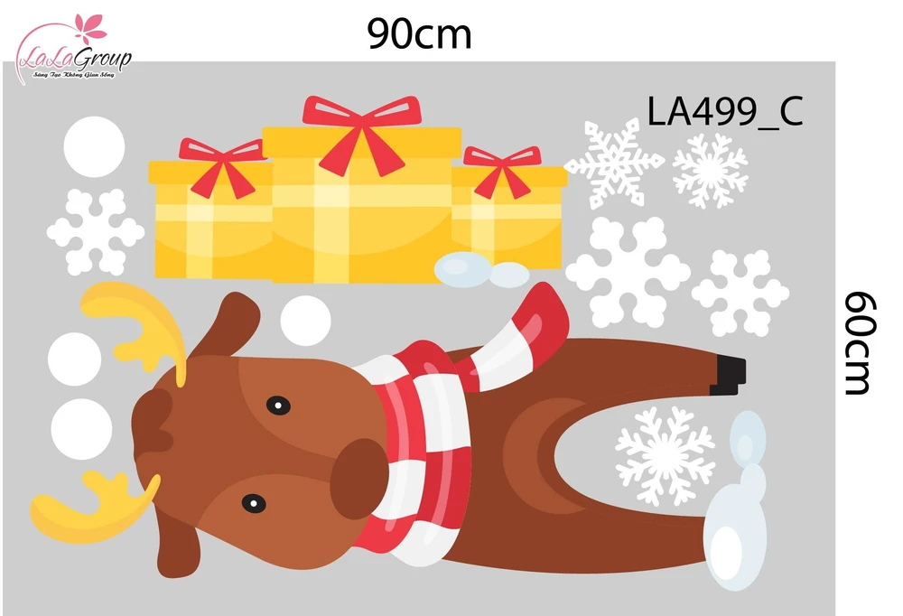 Combo Decal Trang Trí Noel Ông Già Noel Và Tuần Lộc Vui Vẻ