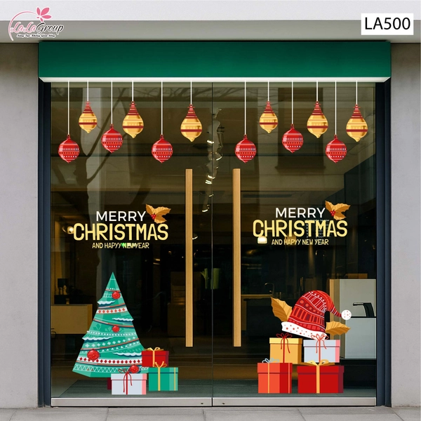 Combo Decal Trang Trí Noel Cây Thông Xanh Và Những Phần Quà Lung Linh