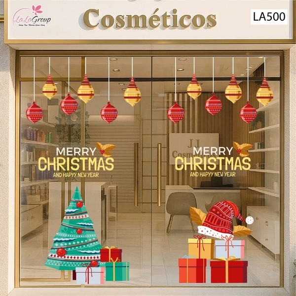 Combo Decal Trang Trí Noel Cây Thông Xanh Và Những Phần Quà Lung Linh