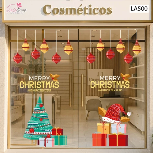 Combo Decal Trang Trí Noel Cây Thông Xanh Và Những Phần Quà Lung Linh