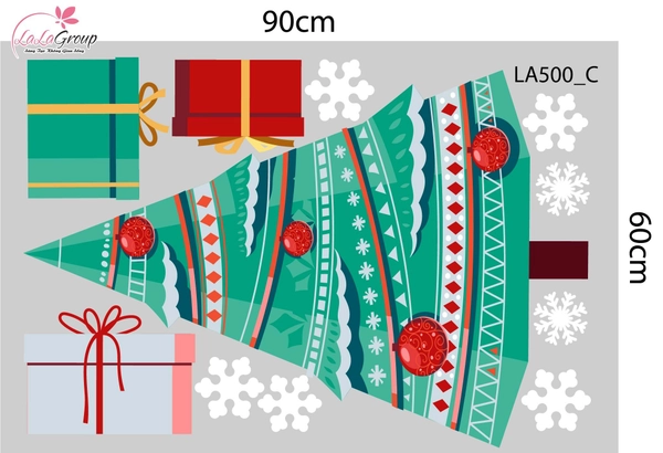Combo Decal Trang Trí Noel Cây Thông Xanh Và Những Phần Quà Lung Linh