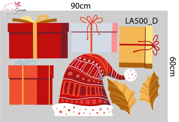 Combo Decal Trang Trí Noel Cây Thông Xanh Và Những Phần Quà Lung Linh