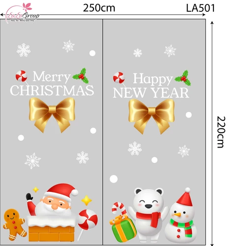 Combo Decal Trang Trí Noel Ông Già Noel Bên Những Người Bạn Vui Đón Giáng SInh