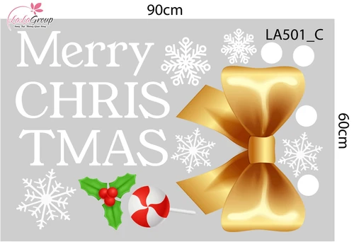 Combo Decal Trang Trí Noel Ông Già Noel Bên Những Người Bạn Vui Đón Giáng SInh