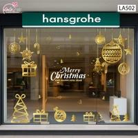 Combo Decal Trang Trí Noel Cây Thông Và Những Quả Châu Vàng Lấp Lánh