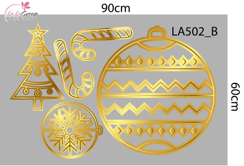 Combo Decal Trang Trí Noel Cây Thông Và Những Quả Châu Vàng Lấp Lánh