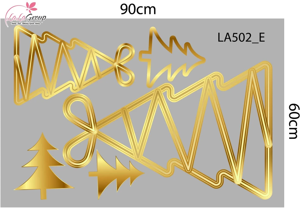 Combo Decal Trang Trí Noel Cây Thông Và Những Quả Châu Vàng Lấp Lánh