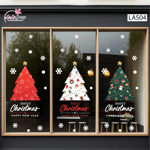 Combo Decal Trang Trí Noel Những Cây Thông Lung Linh Sắc Màu