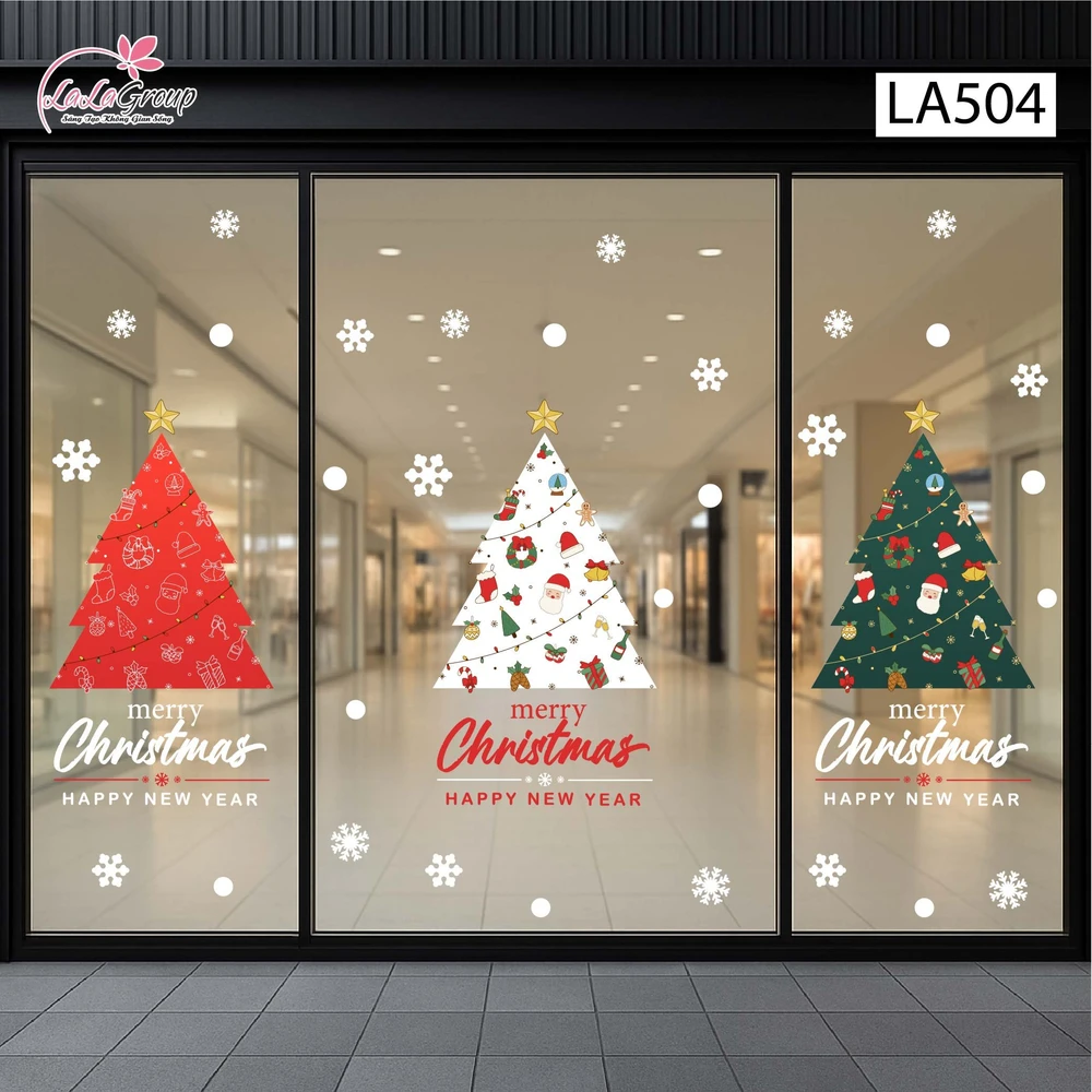 Combo Decal Trang Trí Noel Những Cây Thông Lung Linh Sắc Màu