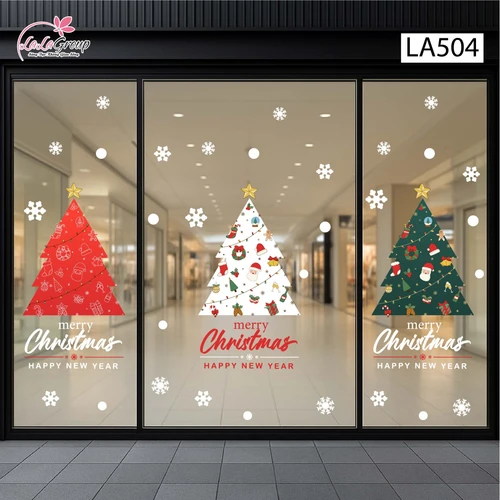 Combo Decal Trang Trí Noel Những Cây Thông Lung Linh Sắc Màu