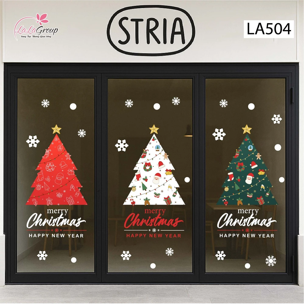 Combo Decal Trang Trí Noel Những Cây Thông Lung Linh Sắc Màu