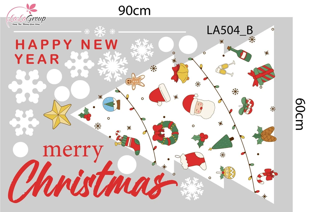 Combo Decal Trang Trí Noel Những Cây Thông Lung Linh Sắc Màu