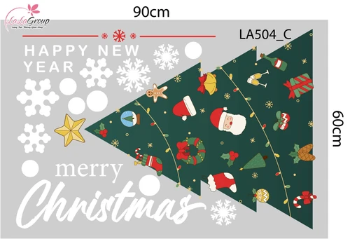 Combo Decal Trang Trí Noel Những Cây Thông Lung Linh Sắc Màu
