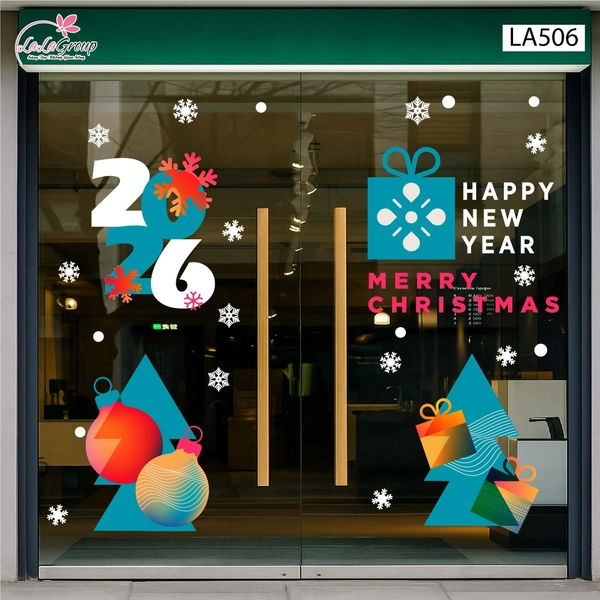 Combo Decal Trang Trí Noel Những Cây Thông Và Những Quả Châu Sắc Màu