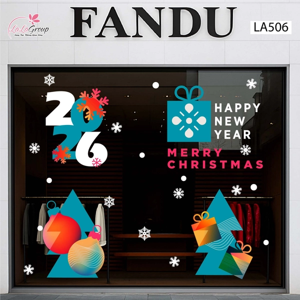 Combo Decal Trang Trí Noel Những Cây Thông Và Những Quả Châu Sắc Màu