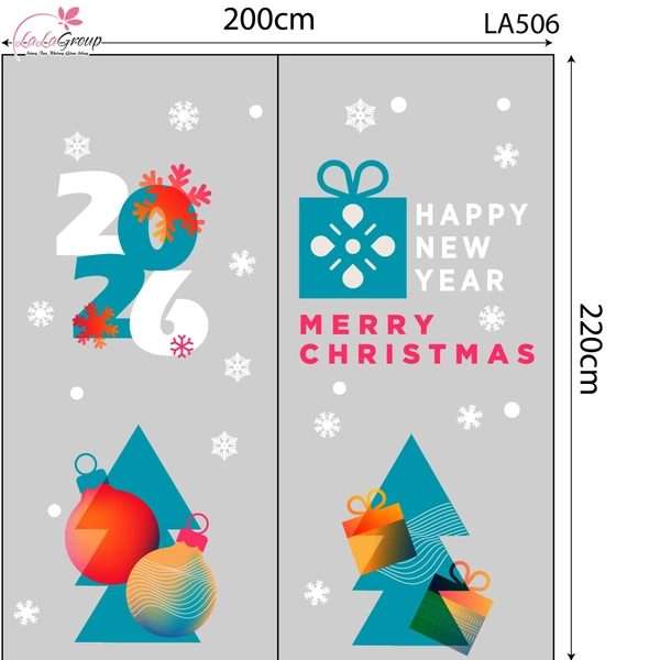 Combo Decal Trang Trí Noel Những Cây Thông Và Những Quả Châu Sắc Màu