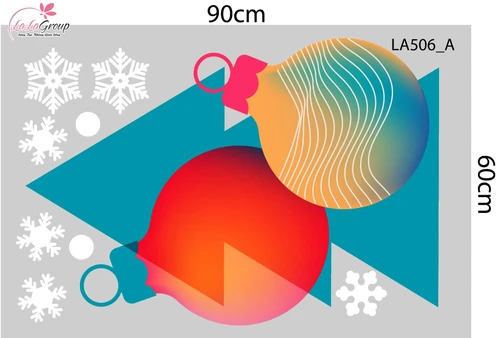 Combo Decal Trang Trí Noel Những Cây Thông Và Những Quả Châu Sắc Màu