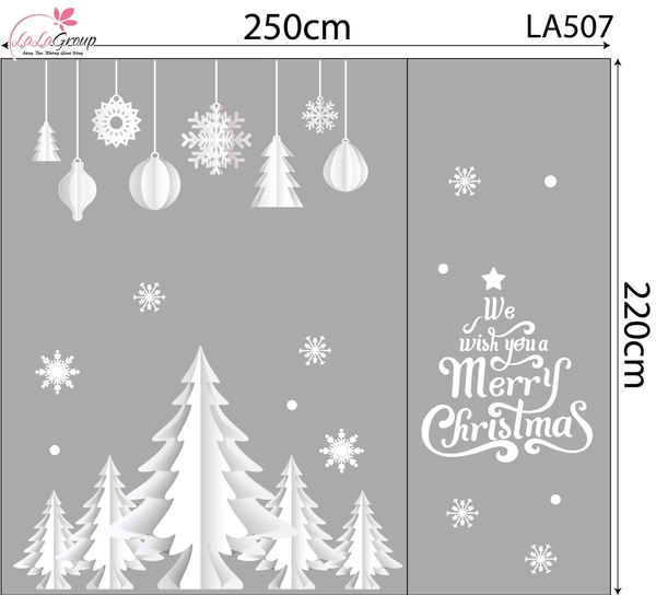 Combo Decal Trang Trí Noel Cây Thông Tuyết Và Những Quả Châu Pha Lê Xinh Xắn