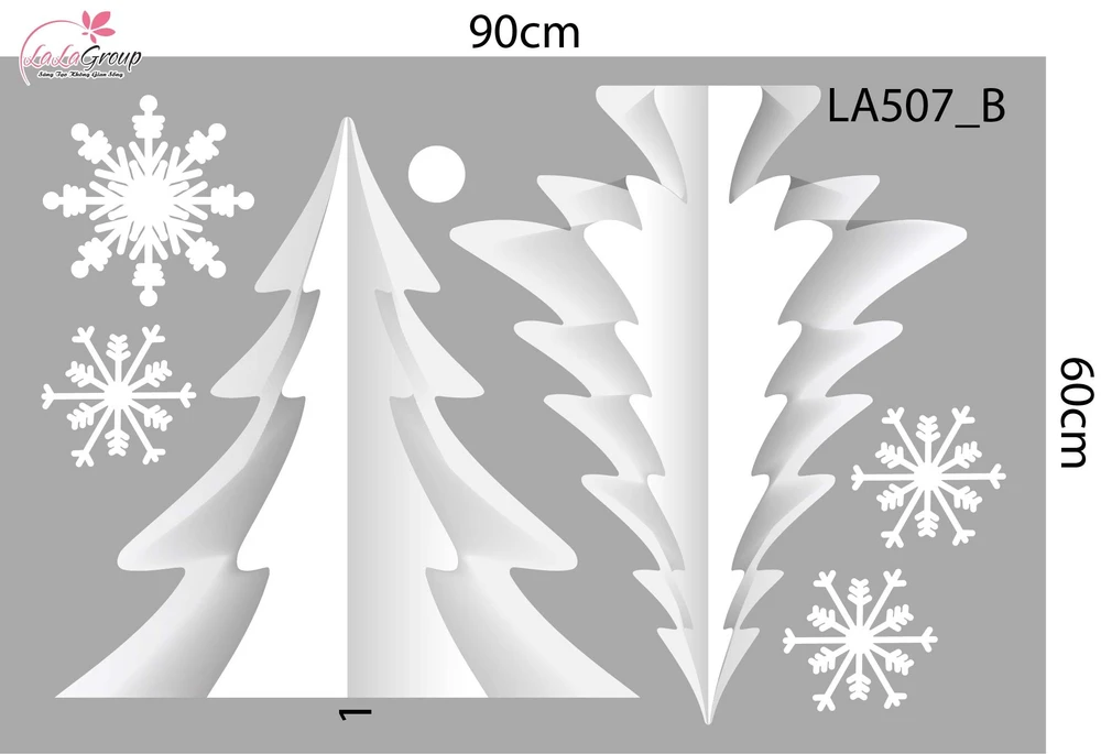 Combo Decal Trang Trí Noel Cây Thông Tuyết Và Những Quả Châu Pha Lê Xinh Xắn