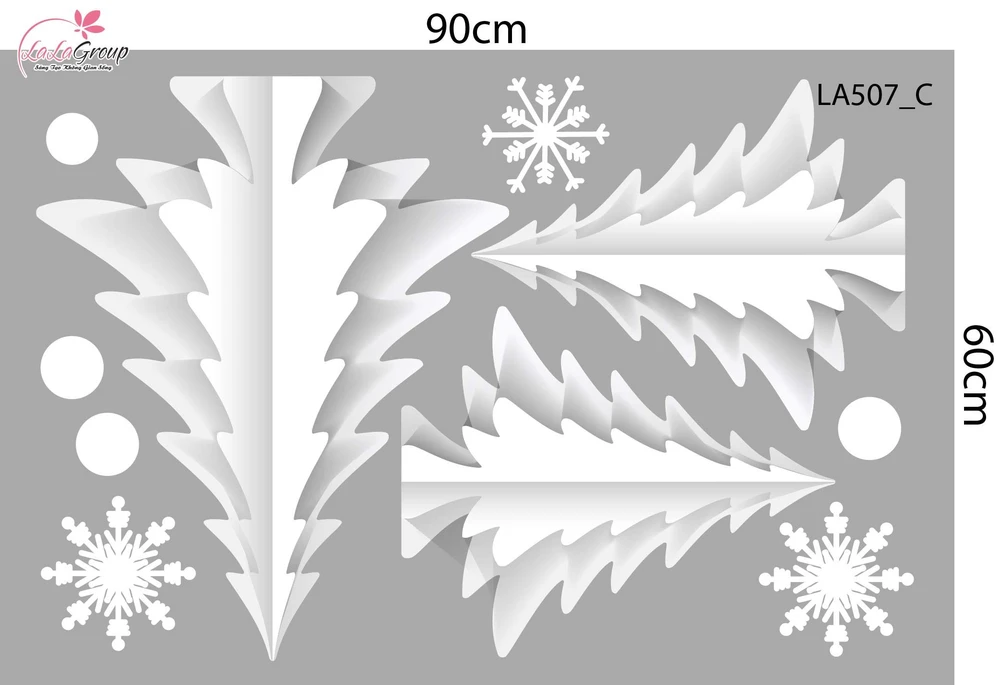 Combo Decal Trang Trí Noel Cây Thông Tuyết Và Những Quả Châu Pha Lê Xinh Xắn