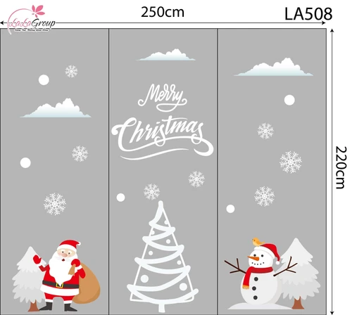 Combo Decal Trang Trí Noel Ông Già Noel Và Cây Thông Tuyết Trắng
