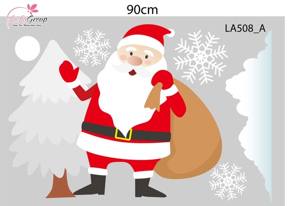 Combo Decal Trang Trí Noel Ông Già Noel Và Cây Thông Tuyết Trắng
