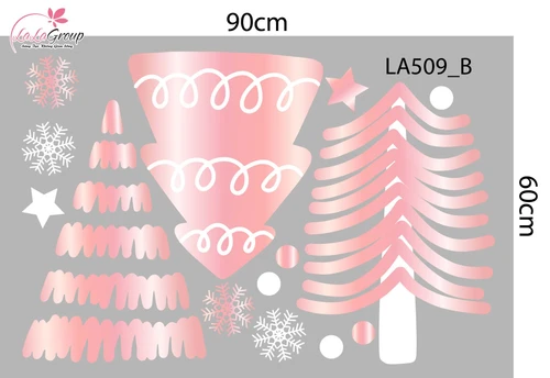 Combo Decal Trang Trí Noel Những Cây Thông Hồng Lung Linh Trong Tuyết