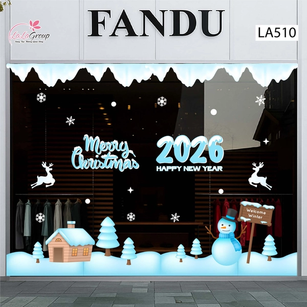 Combo Decal Trang Trí Noel Người Tuyết Và Những Ngôi Nhà Ấm Áp Chào Đón Giáng Sinh