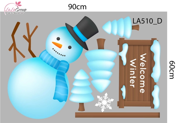 Combo Decal Trang Trí Noel Người Tuyết Và Những Ngôi Nhà Ấm Áp Chào Đón Giáng Sinh